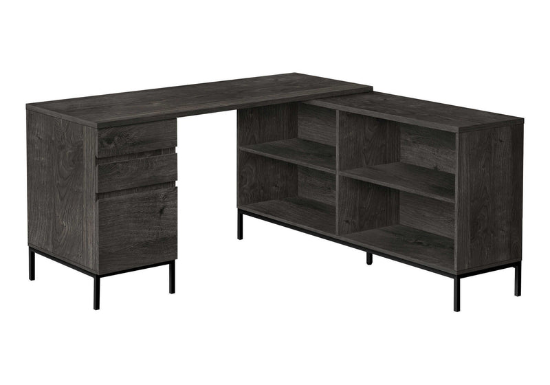 Corner Computer Desk with Storage Drawers - 60"L L Shape Grey Laminate