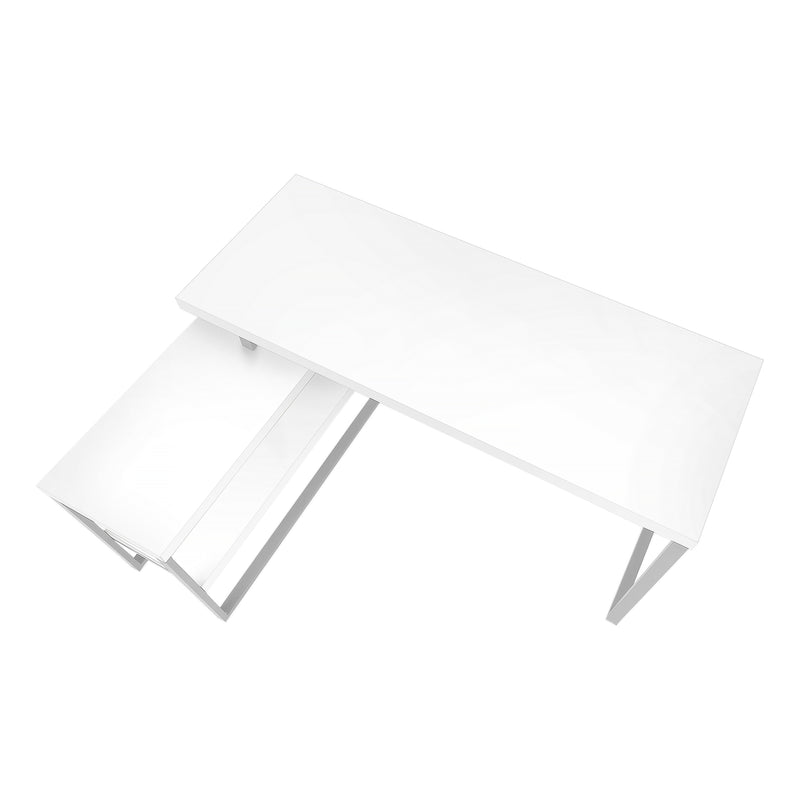 Modern White L-Shaped Computer Desk with Storage Shelves, 60"L - Home Office Corner Set-up"