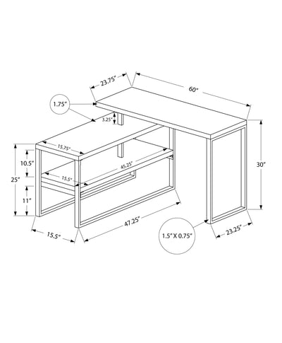 Modern White L-Shaped Computer Desk with Storage Shelves, 60"L - Home Office Corner Set-up"