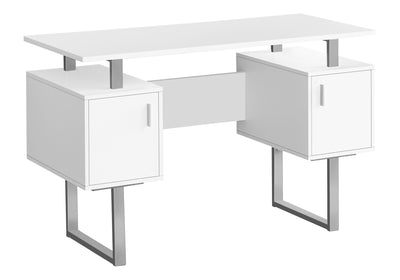 Bureau d'ordinateur, bureau à domicile, ordinateur portable, rangement, 48"L, travail, stratifié blanc, métal gris, contemporain, moderne