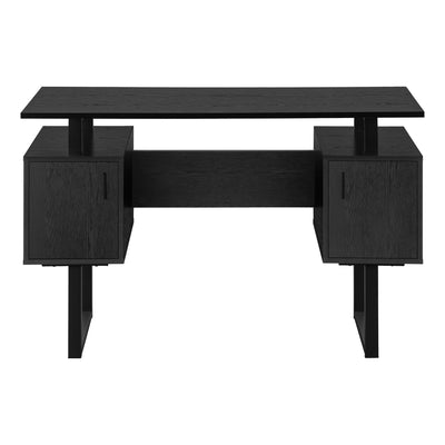 Bureau d'ordinateur, bureau à domicile, ordinateur portable, rangement, 48"L, travail, stratifié noir, métal noir, contemporain, moderne