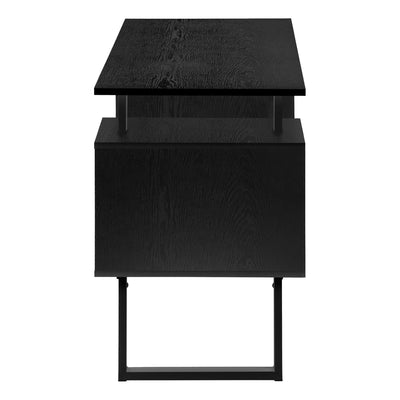 Bureau d'ordinateur, bureau à domicile, ordinateur portable, rangement, 48"L, travail, stratifié noir, métal noir, contemporain, moderne