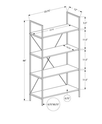 Contemporary White 4-Tier Bookshelf for Office or Bedroom - 48"H"