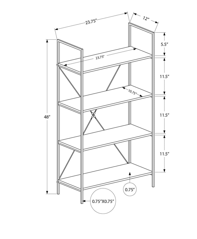 Contemporary White 4-Tier Bookshelf for Office or Bedroom - 48"H"