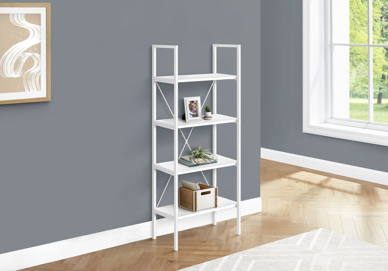 Contemporary White 4-Tier Bookshelf for Office or Bedroom - 48"H"