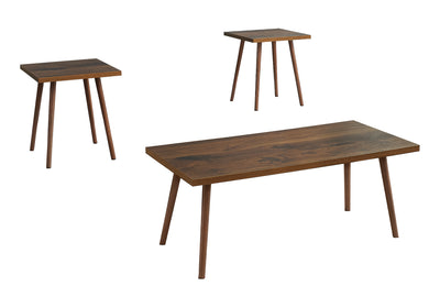 Ensemble de table, ensemble de 3 pièces, d'appoint, à café, d'extrémité, de salon, noyer foncé, contemporain, moderne