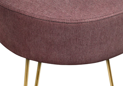 Pouf ottoman contemporain en tissu rose avec repose-pieds dorés 14" rond