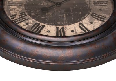 Horloges, 30" Ronde, Grande Surdimensionnée, Horloge Murale, Marron, Transitionnelle