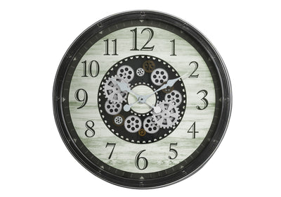 Large Oversized Round Wall Clock Brown Gear Mechanism Transitional 30"