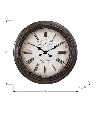 Horloges, 20" Ronde, Horloge Murale, Brun, Transitionnel