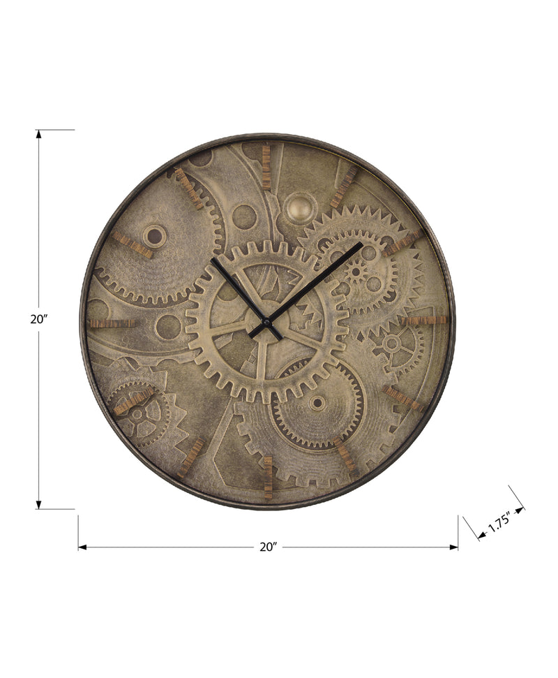 Horloges, 20" Ronde, Horloge Murale, Brun, Transitionnel