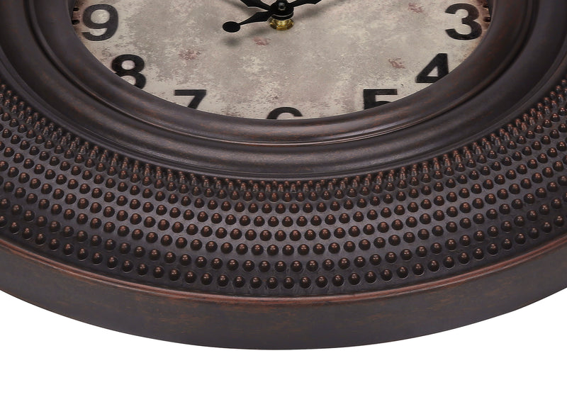 Clocks, 20" Round, Wall Clock, Antique Brown, Transitional