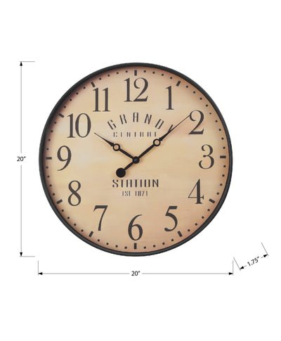 Clocks, 20" Round, Wall Clock, Antique Brown, Transitional