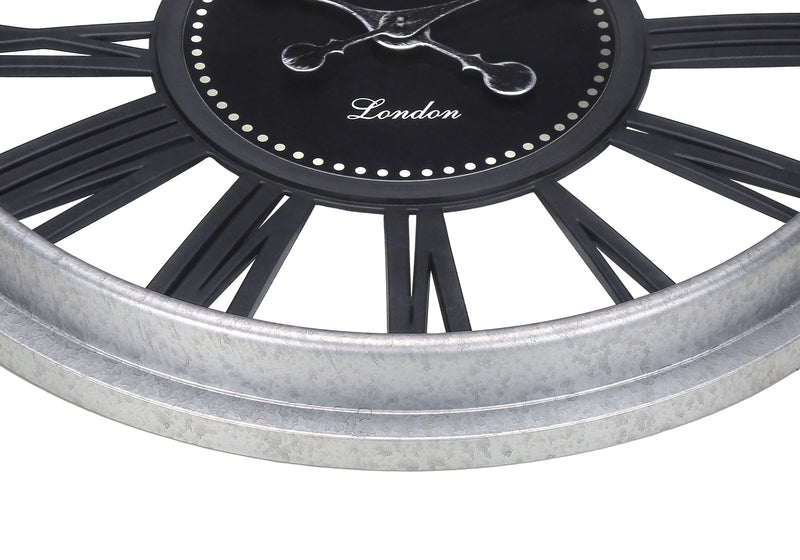 Clocks, 20" Round, Wall Clock, Black, Silver, Transitional