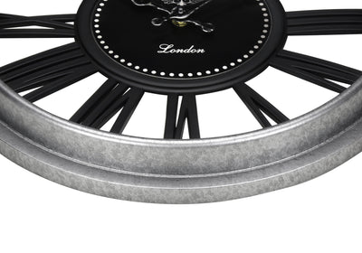 Horloges, 16" Ronde, Horloge Murale, Argent, Noir, Transitionnel