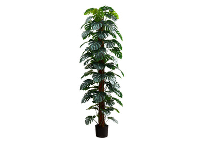 Arbre artificiel Monstera de 83 pouces de haut - Plante décorative d'intérieur avec feuilles vertes