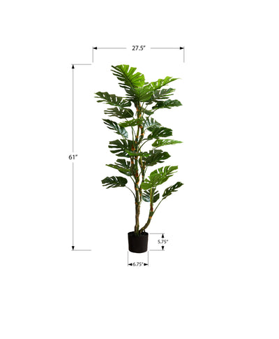 Arbre Monstera Real Touch de 61 po, plante d'intérieur en pot noir - Feuilles vertes artificielles