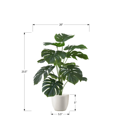 Plante artificielle Monstera de 24 po – Fausse verdure d'intérieur dans un pot blanc