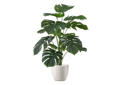 Plante artificielle Monstera de 24 po – Fausse verdure d'intérieur dans un pot blanc