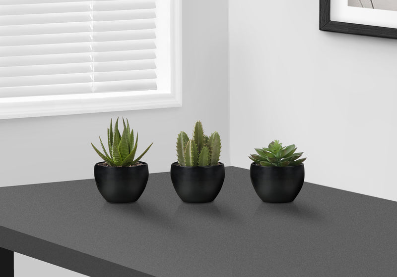 Succulent Artificial Plant Set of 3 - 6" Tall Indoor Faux Greenery