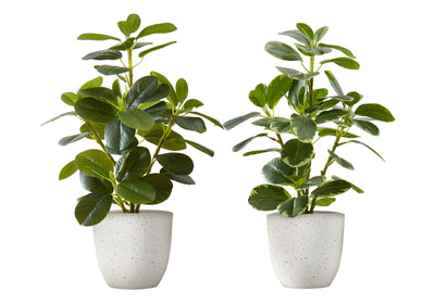 Lot de 2 plantes artificielles en faux ficus, 14" de hauteur, décoration de verdure d'intérieur