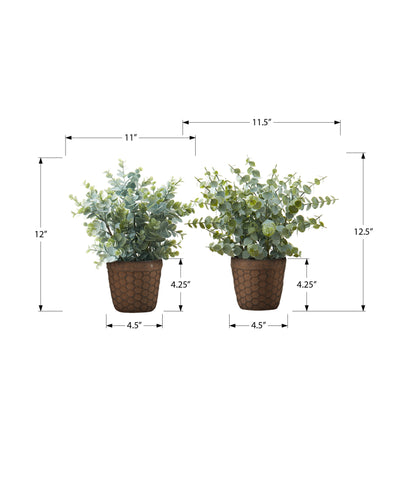 Plantes artificielles en gazon d'eucalyptus artificiel, 13" de haut, lot de 2 - Verdure décorative d'intérieur