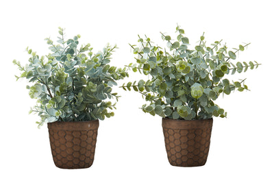 Plantes artificielles en gazon d'eucalyptus artificiel, 13" de haut, lot de 2 - Verdure décorative d'intérieur