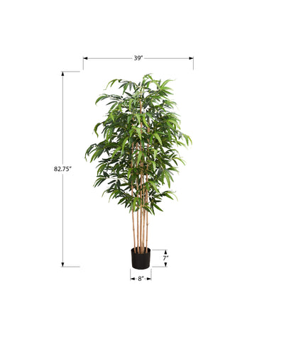 83" Tall Artificial Bamboo Tree Indoor Floor Plant Real Touch Green Leaves Black Pot