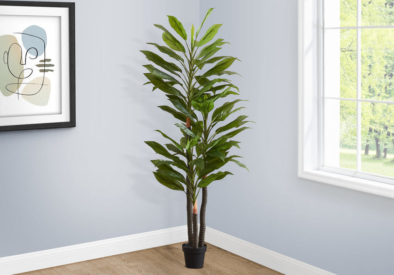 83" Tall Indoor Dracaena Tree - Faux Floor Plant with Real Touch Green Leaves