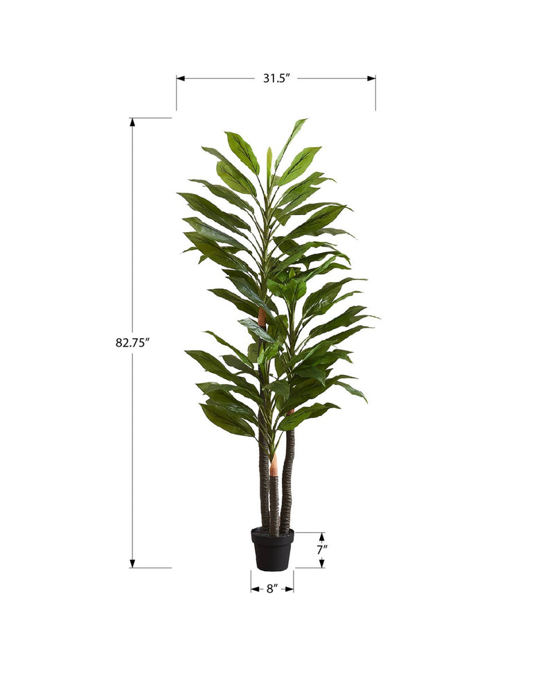 83" Tall Indoor Dracaena Tree - Faux Floor Plant with Real Touch Green Leaves