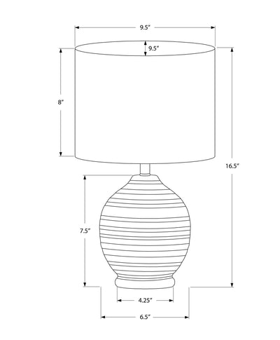 Lampe de table, 17"H, céramique noire, abat-jour ivoire/crème, style transitionnel