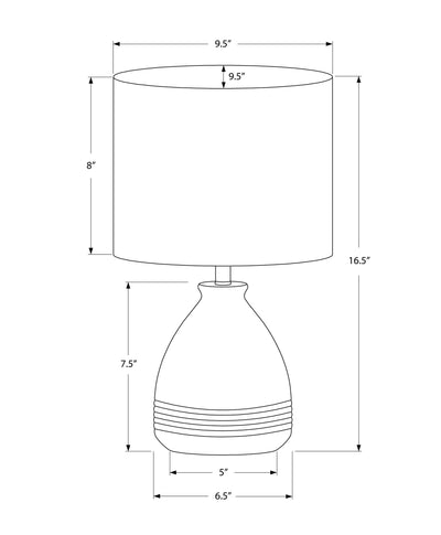 Lampe de table, 17"H, céramique crème, abat-jour ivoire/crème, moderne