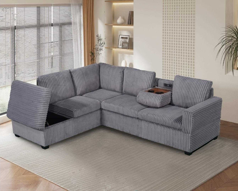 Payless Furniture Grey Velvet reversible Sectional 