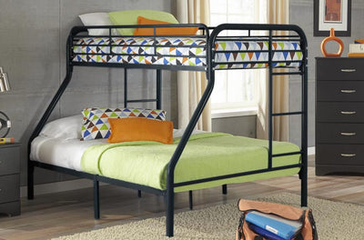 Black Twin over Double Bunk Bed - Durable Steel Framing