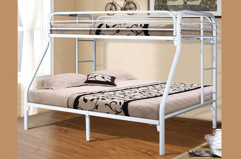 White Twin over Double Bunk Bed - Durable Steel Framing