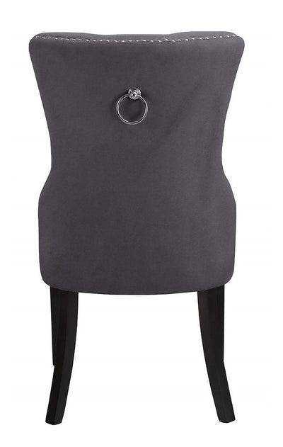 Grey Velvet Dining Chair with Nail Head Details - Set of 2