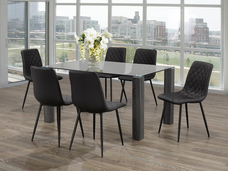 Black PU Diamond Patterned Chairs - Set of 6