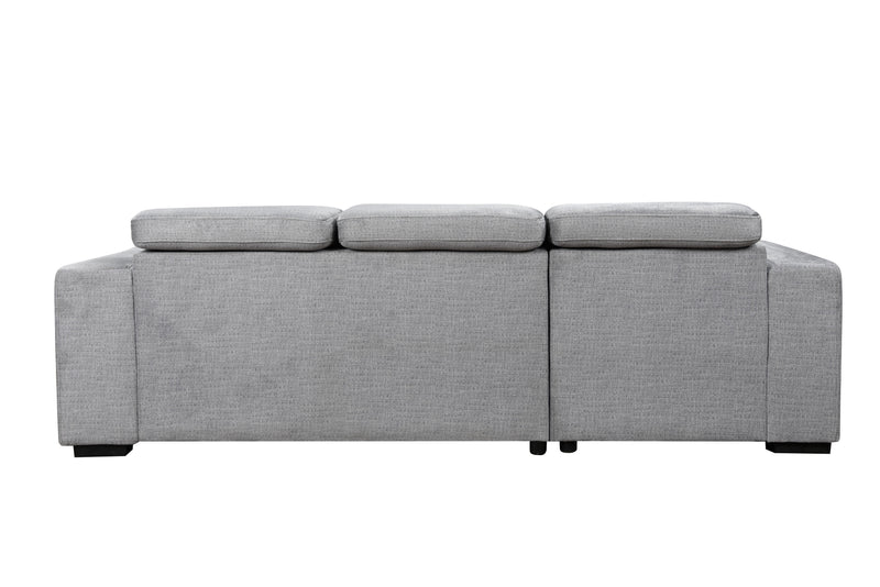 LHF Grey Sofa Bed with Chaise, Charging Station & Storage