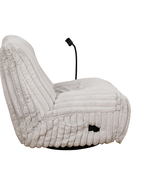 White Swivel Glider Recliner Chair with Cell Phone Holder