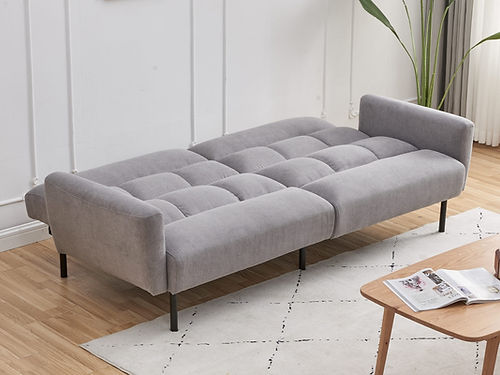 Canapé-lit GreyFlex : dossier divisé, confort en mousse à mémoire de forme, accoudoirs amovibles et pieds en acier