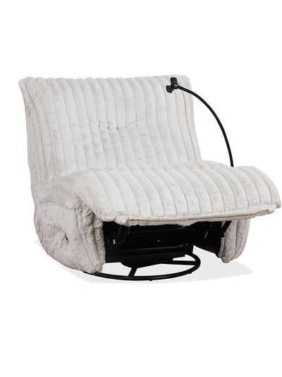 White Swivel Glider Recliner Chair with Cell Phone Holder