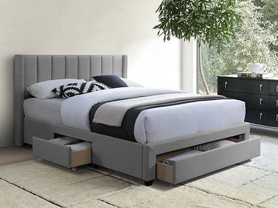Grey fabric storage platform bed