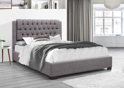 Grey Fabric Platform Bed with Expert Upholstery
