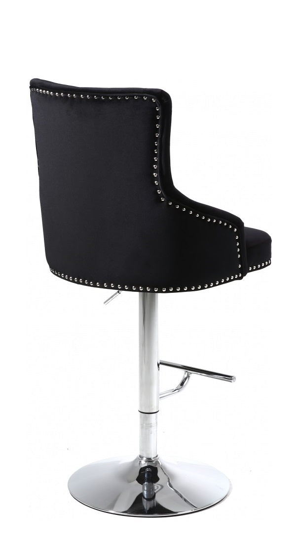 360° Swivel Bar Stool, Adjustable Velvet, Chrome Frame