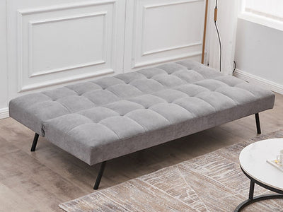 Canapé-lit gris : mousse à mémoire de forme et pieds noirs élégants
