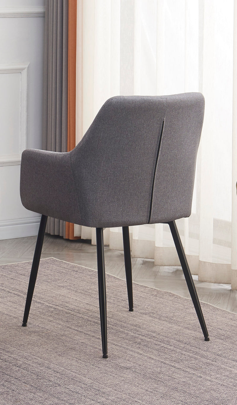 Sintered Stone Dining Table & Grey Fabric Chairs with Black Steel Legs