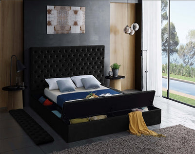 Space Saving and Luxurious Black Velvet Bed