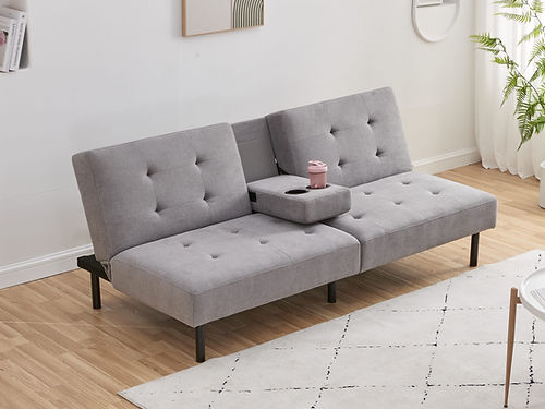 Grey Fabric SofaBed w/ cup holders