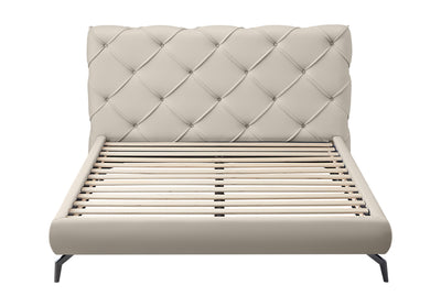 Modern Platform Bed with Diamond Stitching & Steel Legs