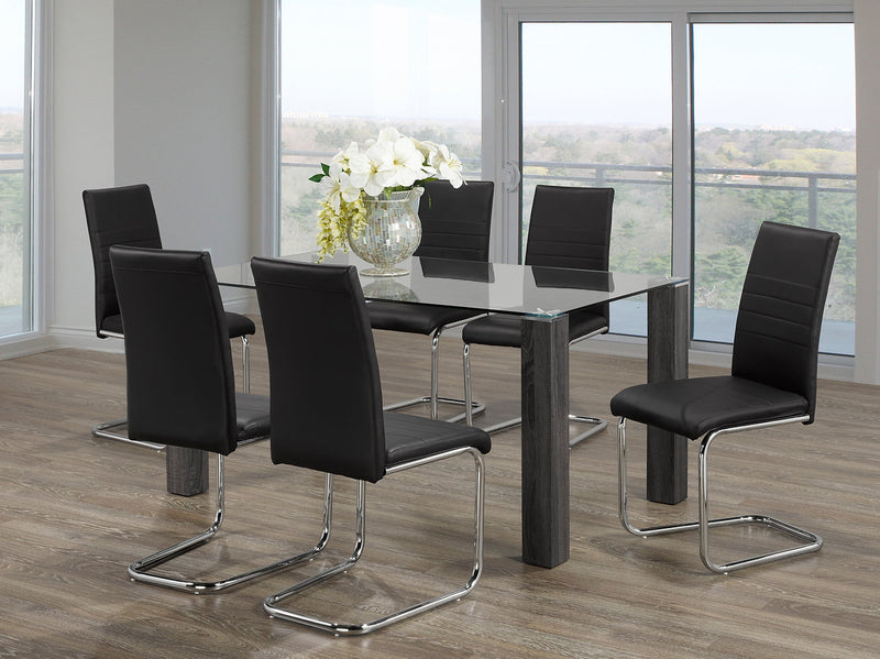 Black Bonded Leather Hovering Chair - Set of 6